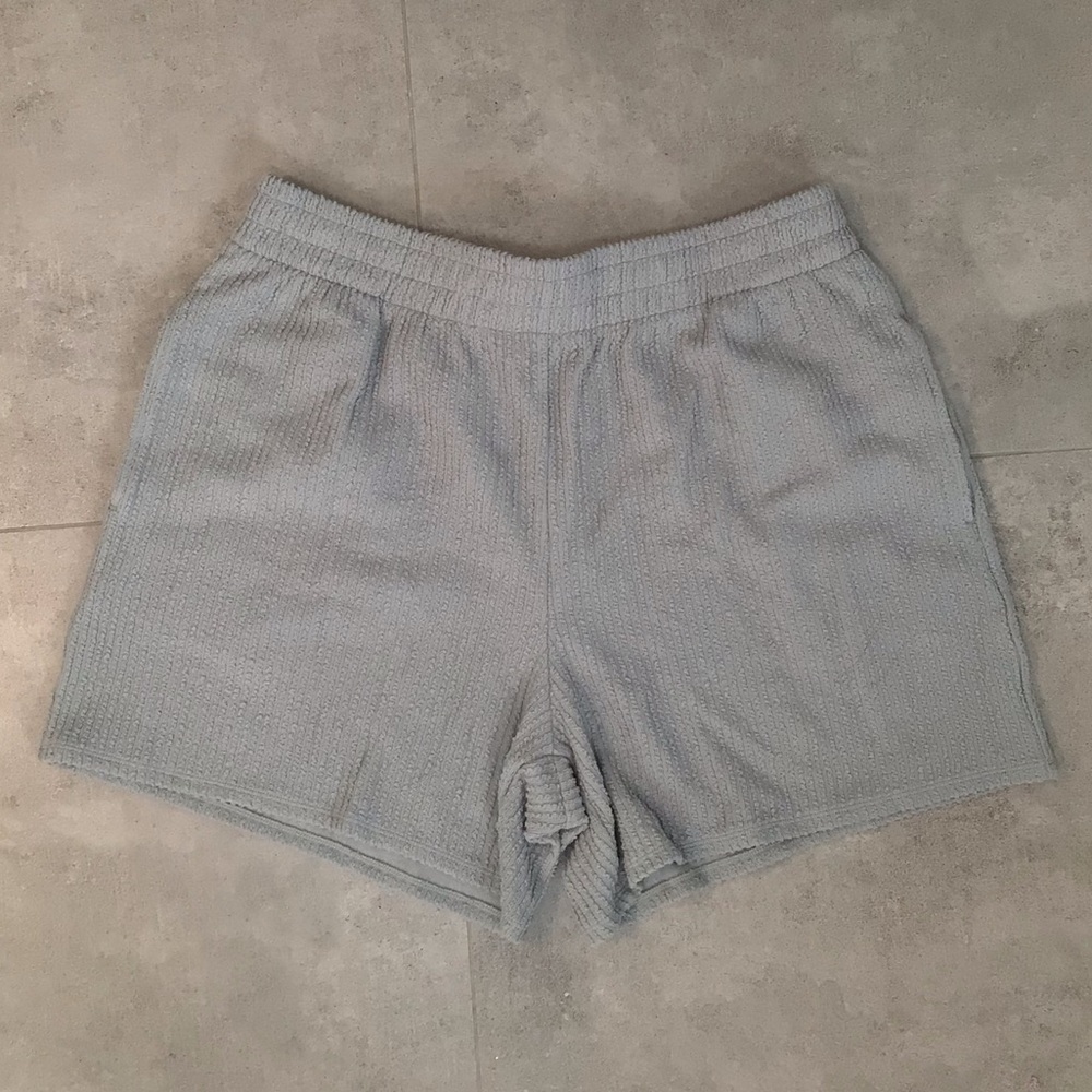 Girl Crush Textured Lounge Shorts Blue Grey Size 2XL Drawstring Waist